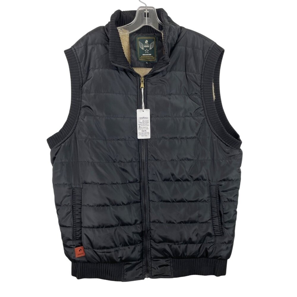 Cool Choice Puffer Vest Mens Size XL Black Sherpa Lined Classic Full Zipper